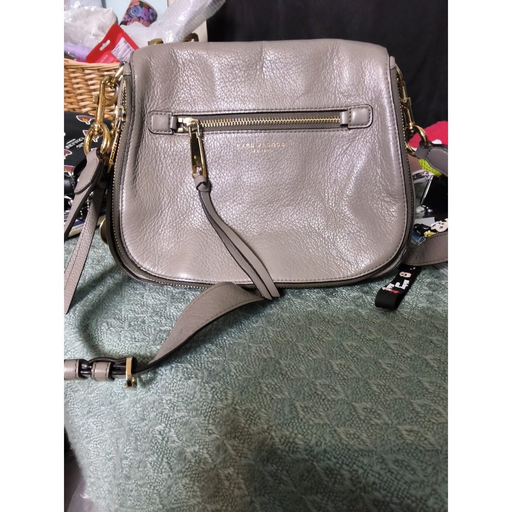 13. Marc Jacobs Recruit Nomad Grey Pebbled Leather Crossbody Saddle Bag M0008137